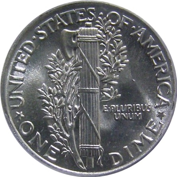 1916-D Mercury Dime — reverse